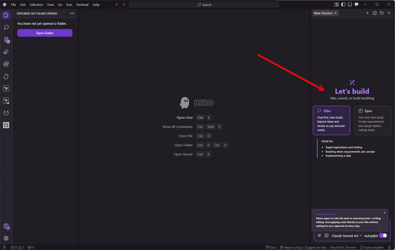 Amazon Kiro build prompt for spec based projects