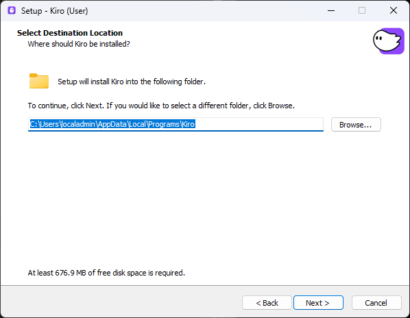 Select destination folder