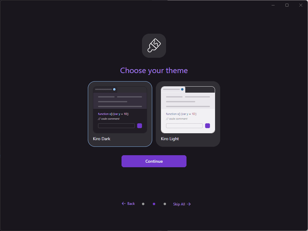 Select your theme for Amazon Kiro